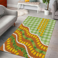 Hawaii Leis Palaka Motifs Area Rug Pikake Pakalana Maile Ilima Kakau Style