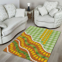 Hawaii Leis Palaka Motifs Area Rug Pikake Pakalana Maile Ilima Kakau Style