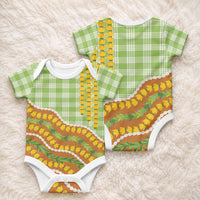 Hawaii Leis Palaka Motifs Baby Onesie Pikake Pakalana Maile Ilima Kakau Style