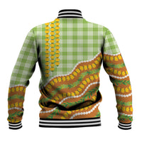 Hawaii Leis Palaka Motifs Baseball Jacket Pikake Pakalana Maile Ilima Kakau Style