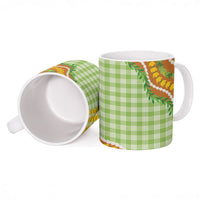 Hawaii Leis Palaka Motifs Ceramic Mug Pikake Pakalana Maile Ilima Kakau Style