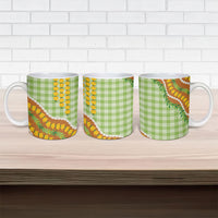 Hawaii Leis Palaka Motifs Ceramic Mug Pikake Pakalana Maile Ilima Kakau Style