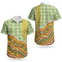 Hawaii Leis Palaka Motifs Couples Matching Summer Maxi Dress and Hawaiian Shirt Pikake Pakalana Maile Ilima Kakau Style