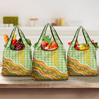 Hawaii Leis Palaka Motifs Grocery Bag Pikake Pakalana Maile Ilima Kakau Style