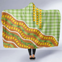 Hawaii Leis Palaka Motifs Hooded Blanket Pikake Pakalana Maile Ilima Kakau Style