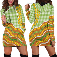 Hawaii Leis Palaka Motifs Hoodie Dress Pikake Pakalana Maile Ilima Kakau Style