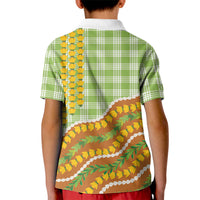 Hawaii Leis Palaka Motifs Kid Polo Shirt Pikake Pakalana Maile Ilima Kakau Style
