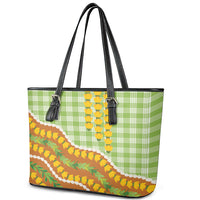 Hawaii Leis Palaka Motifs Leather Tote Bag Pikake Pakalana Maile Ilima Kakau Style