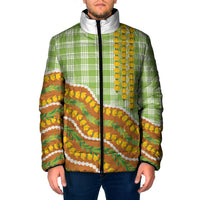 Hawaii Leis Palaka Motifs Padded Jacket Pikake Pakalana Maile Ilima Kakau Style