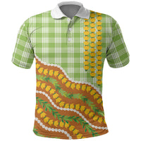 Hawaii Leis Palaka Motifs Polo Shirt Pikake Pakalana Maile Ilima Kakau Style
