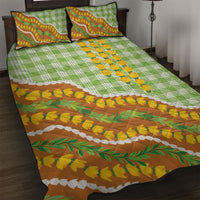 Hawaii Leis Palaka Motifs Quilt Bed Set Pikake Pakalana Maile Ilima Kakau Style