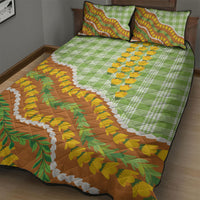 Hawaii Leis Palaka Motifs Quilt Bed Set Pikake Pakalana Maile Ilima Kakau Style