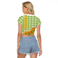 Hawaii Leis Palaka Motifs Raglan Cropped T Shirt Pikake Pakalana Maile Ilima Kakau Style