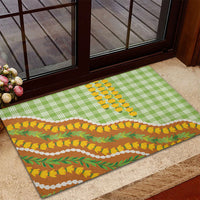 Hawaii Leis Palaka Motifs Rubber Doormat Pikake Pakalana Maile Ilima Kakau Style