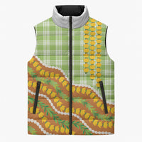 Hawaii Leis Palaka Motifs Sleeveless Puffer Jacket Pikake Pakalana Maile Ilima Kakau Style