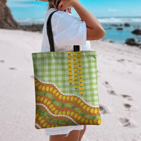 Hawaii Leis Palaka Motifs Tote Bag Pikake Pakalana Maile Ilima Kakau Style