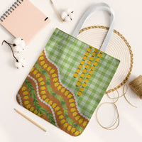 Hawaii Leis Palaka Motifs Tote Bag Pikake Pakalana Maile Ilima Kakau Style