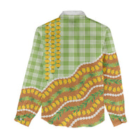 Hawaii Leis Palaka Motifs Women Casual Shirt Pikake Pakalana Maile Ilima Kakau Style