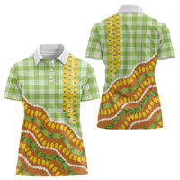 Hawaii Leis Palaka Motifs Women Polo Shirt Pikake Pakalana Maile Ilima Kakau Style
