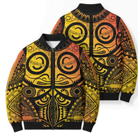 Marquesas Islands Bomber Puffer Jacket Marquesan Tattoo Yellow Gradient - Polynesian Pride