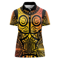 Marquesas Islands Women Polo Shirt Marquesan Tattoo Yellow Gradient - Polynesian Pride