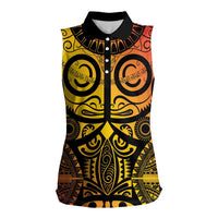 Marquesas Islands Women Sleeveless Polo Shirt Marquesan Tattoo Yellow Gradient - Polynesian Pride