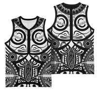 Marquesas Islands Basketball Jersey Marquesan Tattoo Black White Color - Polynesian Pride