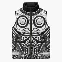 Marquesas Islands Sleeveless Puffer Jacket Marquesan Tattoo Black White Color - Polynesian Pride