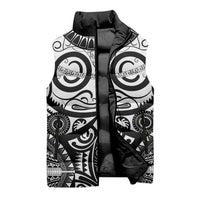 Marquesas Islands Sleeveless Puffer Jacket Marquesan Tattoo Black White Color - Polynesian Pride