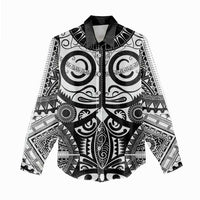 Marquesas Islands Women Casual Shirt Marquesan Tattoo Black White Color - Polynesian Pride