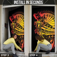 Gradient Marquesas Islands Door Cover Marquesan Matatiki Hammerhead Shark Patutiki - Polynesian Pride