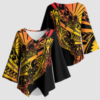 Gradient Marquesas Islands Kimono Sleeve Blouse Marquesan Matatiki Hammerhead Shark Patutiki - Polynesian Pride