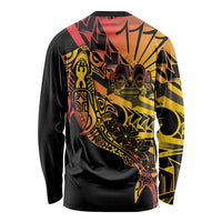 Gradient Marquesas Islands Long Sleeve Shirt Marquesan Matatiki Hammerhead Shark Patutiki - Polynesian Pride