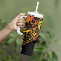 Gradient Marquesas Islands Tumbler With Handle Marquesan Matatiki Hammerhead Shark Patutiki - Polynesian Pride