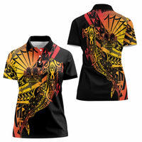 Gradient Marquesas Islands Women Polo Shirt Marquesan Matatiki Hammerhead Shark Patutiki - Polynesian Pride