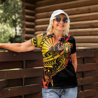 Gradient Marquesas Islands Women Polo Shirt Marquesan Matatiki Hammerhead Shark Patutiki - Polynesian Pride