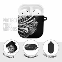 Black White Marquesas Islands AirPods Case Marquesan Matatiki Hammerhead Shark Patutiki LT14 - Polynesian Pride