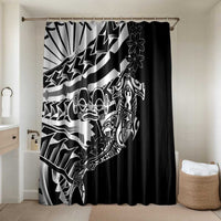 Black White Marquesas Islands Bathroom Set Marquesan Matatiki Hammerhead Shark Patutiki - Polynesian Pride