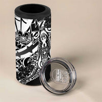 Black White Marquesas Islands 4 in 1 Can Cooler Tumbler Marquesan Matatiki Hammerhead Shark Patutiki - Polynesian Pride