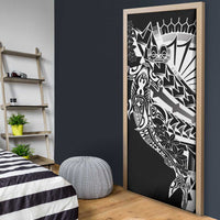 Black White Marquesas Islands Door Cover Marquesan Matatiki Hammerhead Shark Patutiki - Polynesian Pride