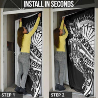 Black White Marquesas Islands Door Cover Marquesan Matatiki Hammerhead Shark Patutiki - Polynesian Pride