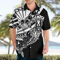 Black White Marquesas Islands Hawaiian Shirt Marquesan Matatiki Hammerhead Shark Patutiki - Polynesian Pride