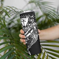 Black White Marquesas Islands Skinny Tumbler Marquesan Matatiki Hammerhead Shark Patutiki - Polynesian Pride
