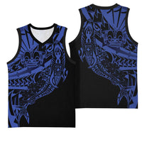 Blue Marquesas Islands Basketball Jersey Marquesan Matatiki Hammerhead Shark Patutiki - Polynesian Pride