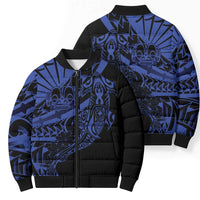 Blue Marquesas Islands Bomber Puffer Jacket Marquesan Matatiki Hammerhead Shark Patutiki - Polynesian Pride