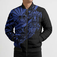 Blue Marquesas Islands Bomber Puffer Jacket Marquesan Matatiki Hammerhead Shark Patutiki - Polynesian Pride