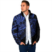 Blue Marquesas Islands Padded Jacket Marquesan Matatiki Hammerhead Shark Patutiki - Polynesian Pride