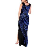 Blue Marquesas Islands Tank Maxi Dress Marquesan Matatiki Hammerhead Shark Patutiki - Polynesian Pride