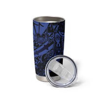 Blue Marquesas Islands Tumbler Cup Marquesan Matatiki Hammerhead Shark Patutiki - Polynesian Pride