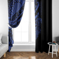 Blue Marquesas Islands Window Curtain Marquesan Matatiki Hammerhead Shark Patutiki - Polynesian Pride